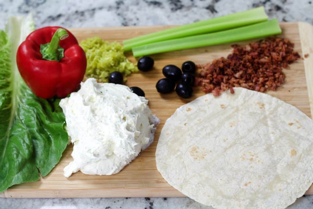 The ingredients used for these easy tortilla pinwheels
