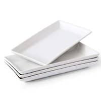 Porcelain Serving Platters Rectangular Trays for Party, Microwave And Dishwasher Safe Set of 4,12 inch