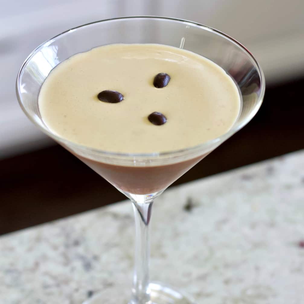 freshly made espresso martini with a shot of espresso