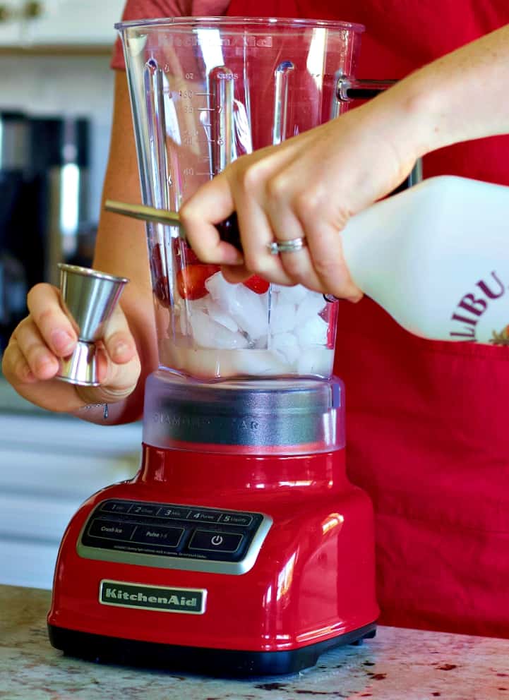 Strawberry Daiquiri Recipe with Malibu Coconut Rum 9 Measuring malibu rum