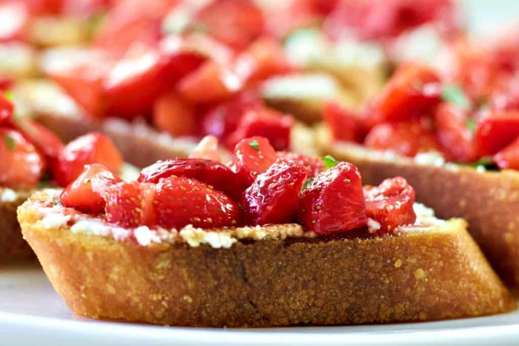 strawberry bruschetta on a plate