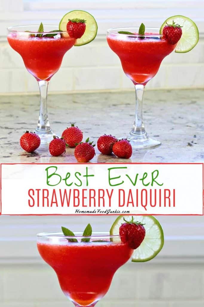 Strawberry Daiquiri Recipe with Malibu Coconut Rum 20 frozen strawberry daiquiri-pin image
