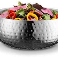 KooK Double Wall Serving Bowl - 11 Inch Hammered Style - Stainless Steel (Soup, Cooked Food, Salads, Fruit)
