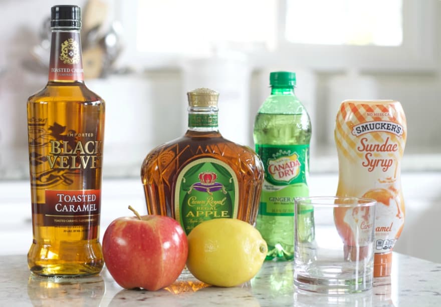 Ingredients for this Crown royal Apple Caramel Whiskey Cocktail