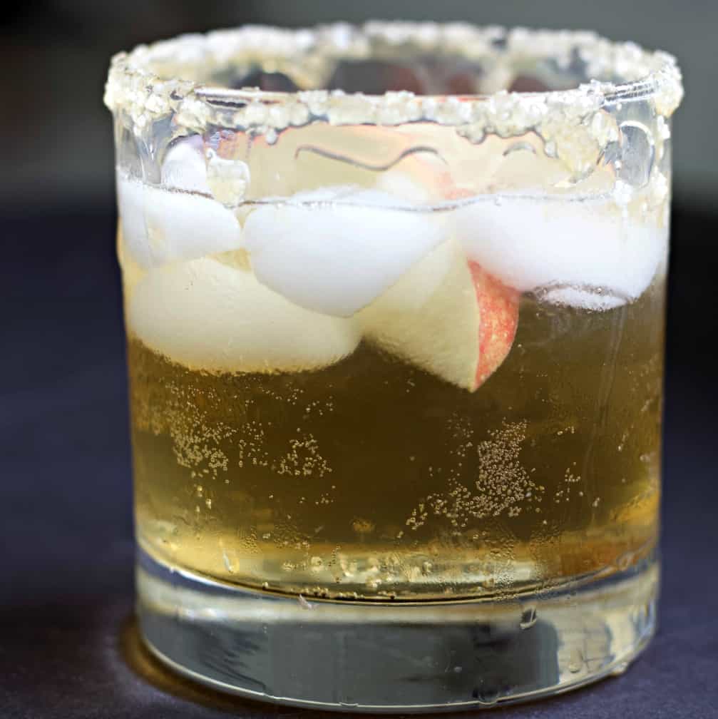 Rimmer Glass with crown royal apple salted caramel drink