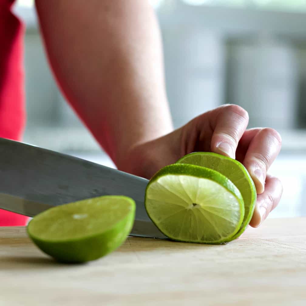 Slicing a lime
