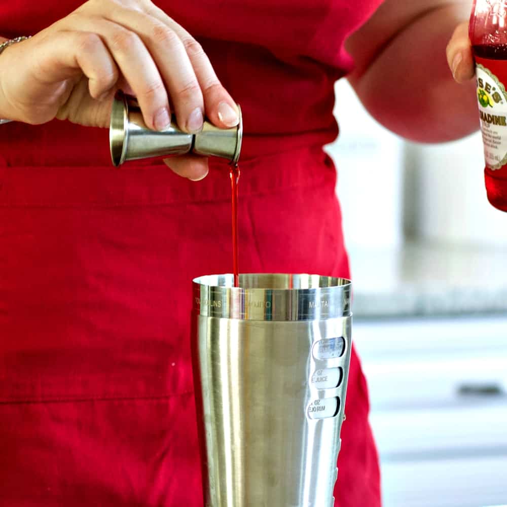 pour the grenadine-rum punch