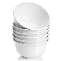 DOWAN 20 Ounces Porcelain Cereal, Soup Bowl Set, 6 Packs, White, Deep