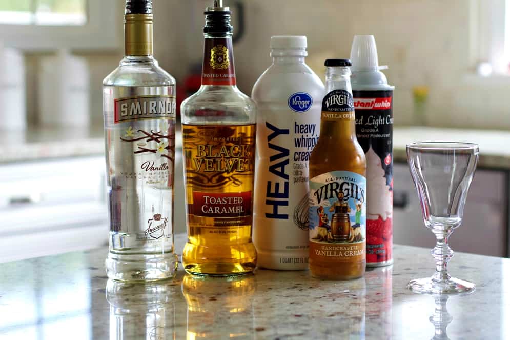 Ingredients for the Caramel Vanilla Cream soda cocktail