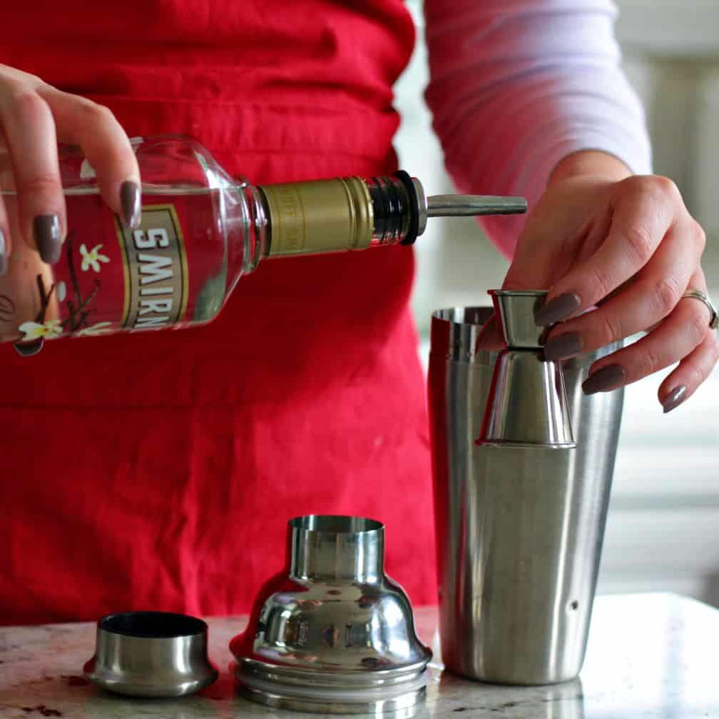 Pouring vanilla vodka