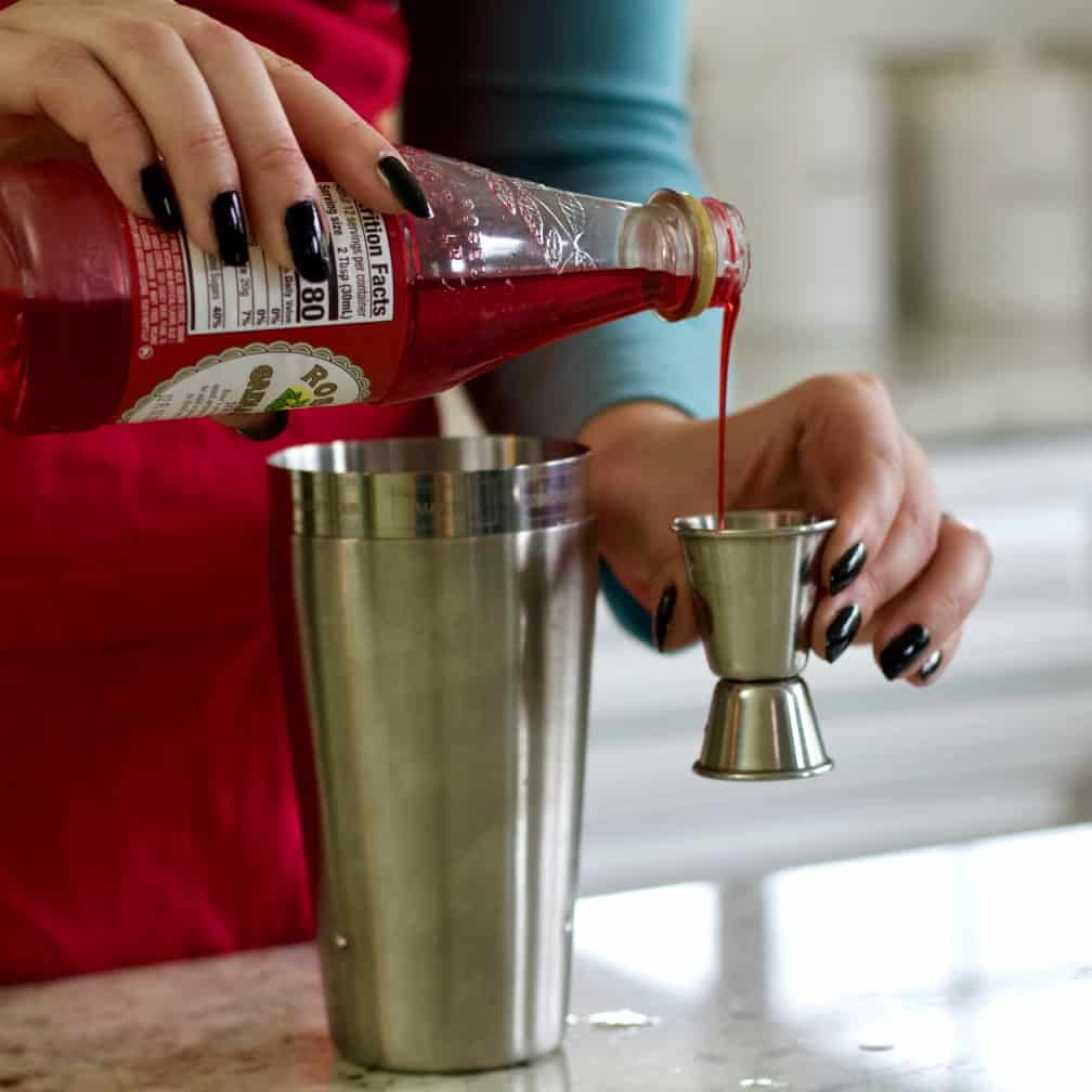 measure and pour the grenadine
