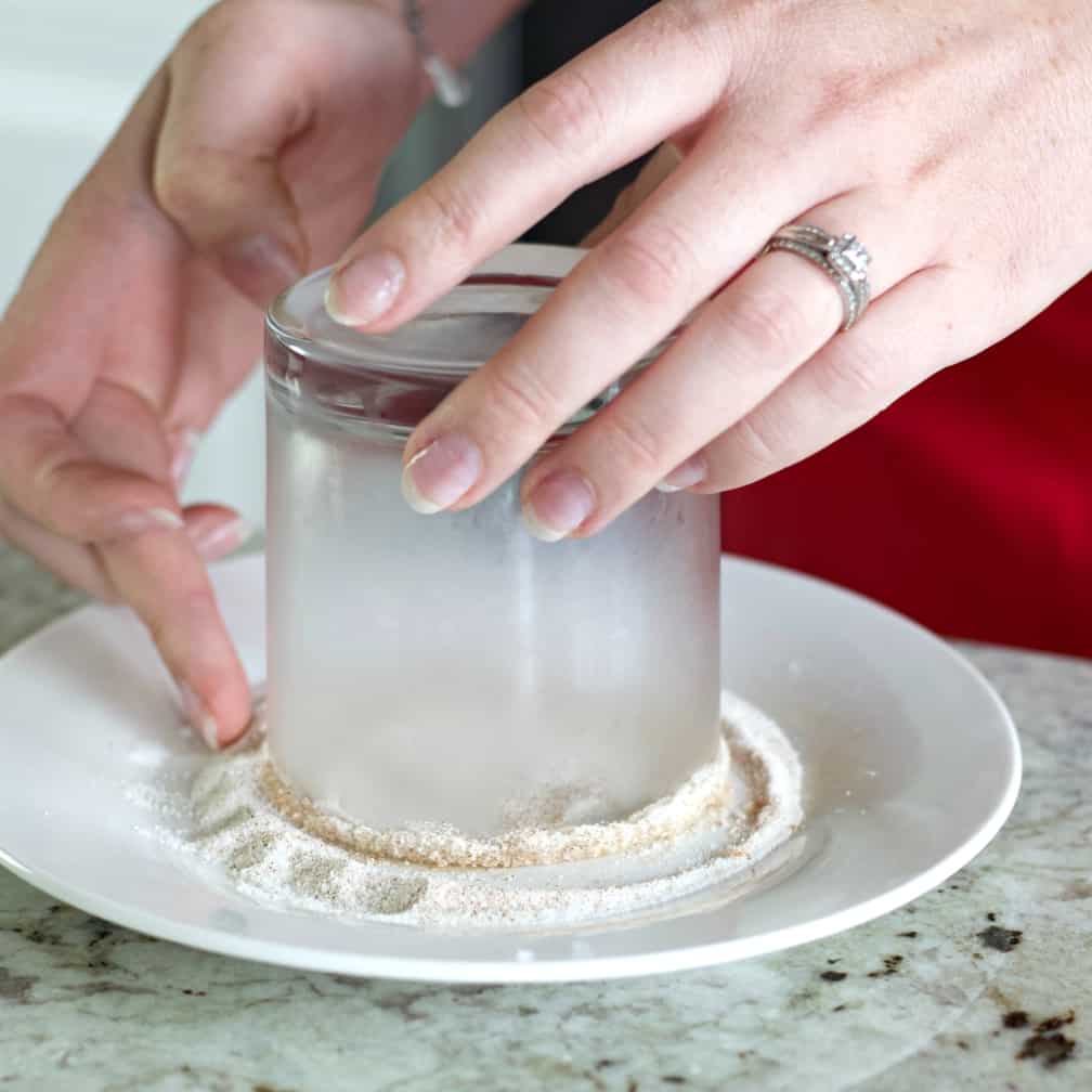 Rimming a glass pumpkin spice white russian