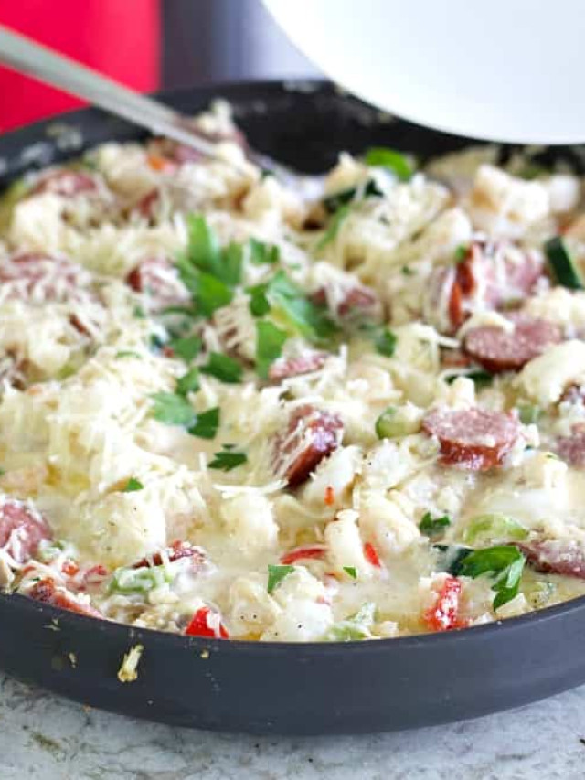 Serving Louisiana Shrimp Dinner from the skillet