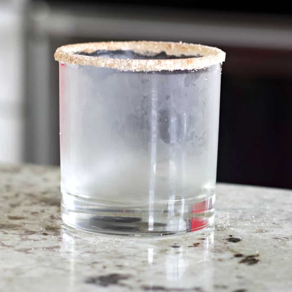 Glass rimmed for pumpkin spice White russian cocktail