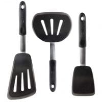 Di Oro Chef Series 3-Piece Silicone Turner Spatula Set - 600&ordm;F Heat-Resistant Flexible Rubber Silicone Spatulas - Silicone Cooking Utensil Set - Egg Turners, Pancake Flippers, Kitchen Spatulas