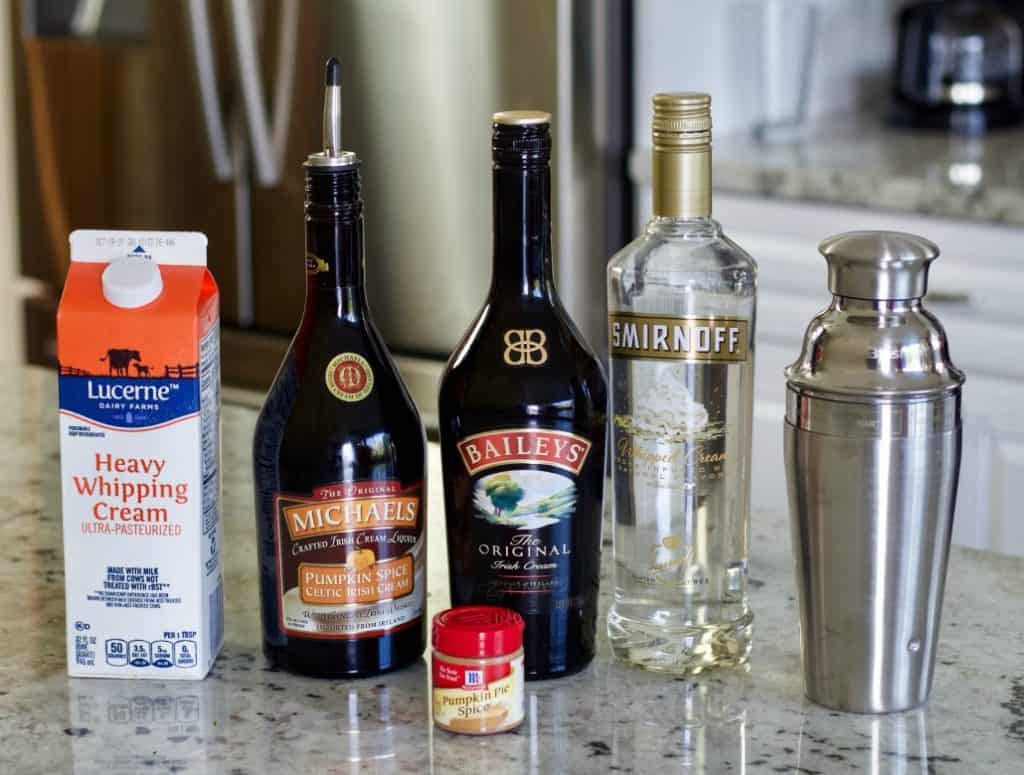 Ingredients for the Pumpkin Spice Martini