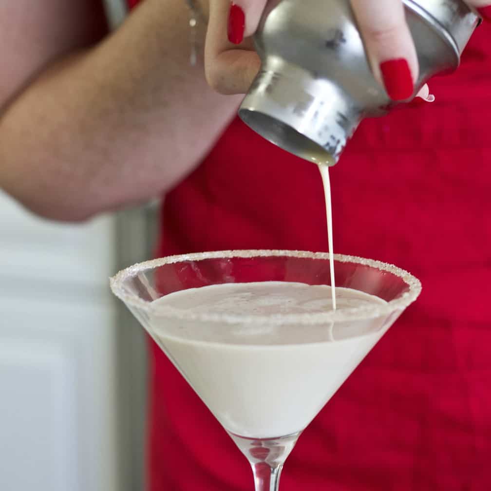 Pouring a Pumpkin spice Martini