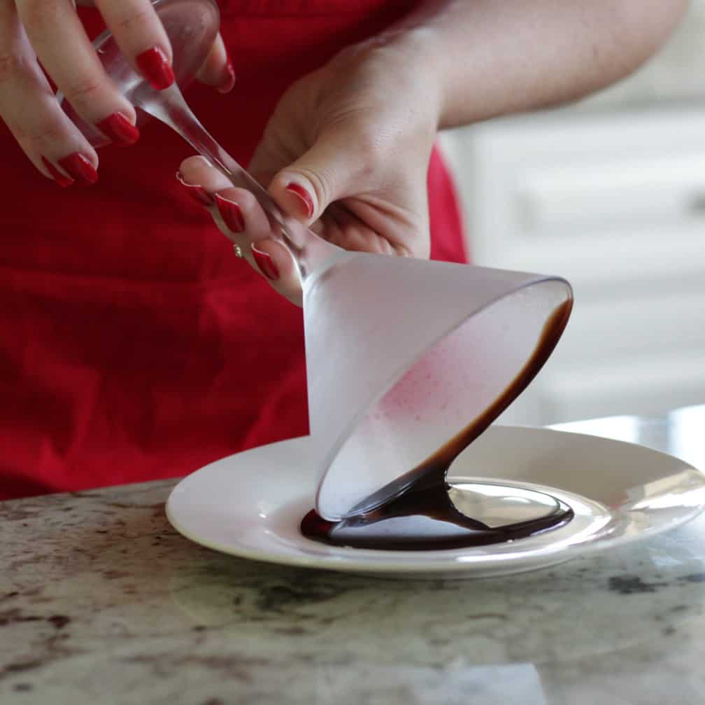 Twirl your martini glass through the chocolate syrup