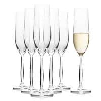 Crystal Champagne Flutes Set of 6, Glasses for Wedding and Toasting, 100% Lead-Free, 6.42 Ounces (190ml)
