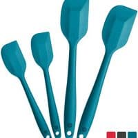 StarPack Basics Silicone Spatula Set (2 Small, 2 Large), High Heat Resistant to 480&deg;F, Hygienic One Piece Design, Non Stick Rubber Cooking Utensil Set (Teal Blue)