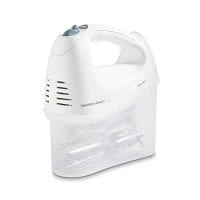 Hamilton Beach 6-Speed Electric Hand Mixer with Snap-On Storage Case, Wire Beaters, Whisk and Bowl Rest (62682RZ), 250W, White
