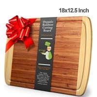 Greener Chef Extra Large Bamboo Cutting Board - Lifetime Replacement Cutting Boards for Kitchen - 18 x 12.5 Inch - Organic Wood Butcher Block and Wooden Carving Board for Meat and Chopping Vegetables