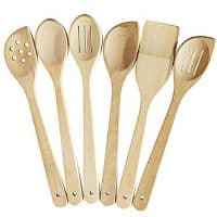 Healthy Cooking Utensils Set - 6 Wooden Spoons For Cooking &ndash; Natural Nonstick Hard Wood Spatula and Spoons &ndash; Uncoated and Unglued &ndash; Durable Eco-friendly and Safe Kitchen Cooking Tools.