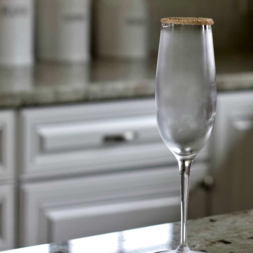 chilled and rimmed champagne glass