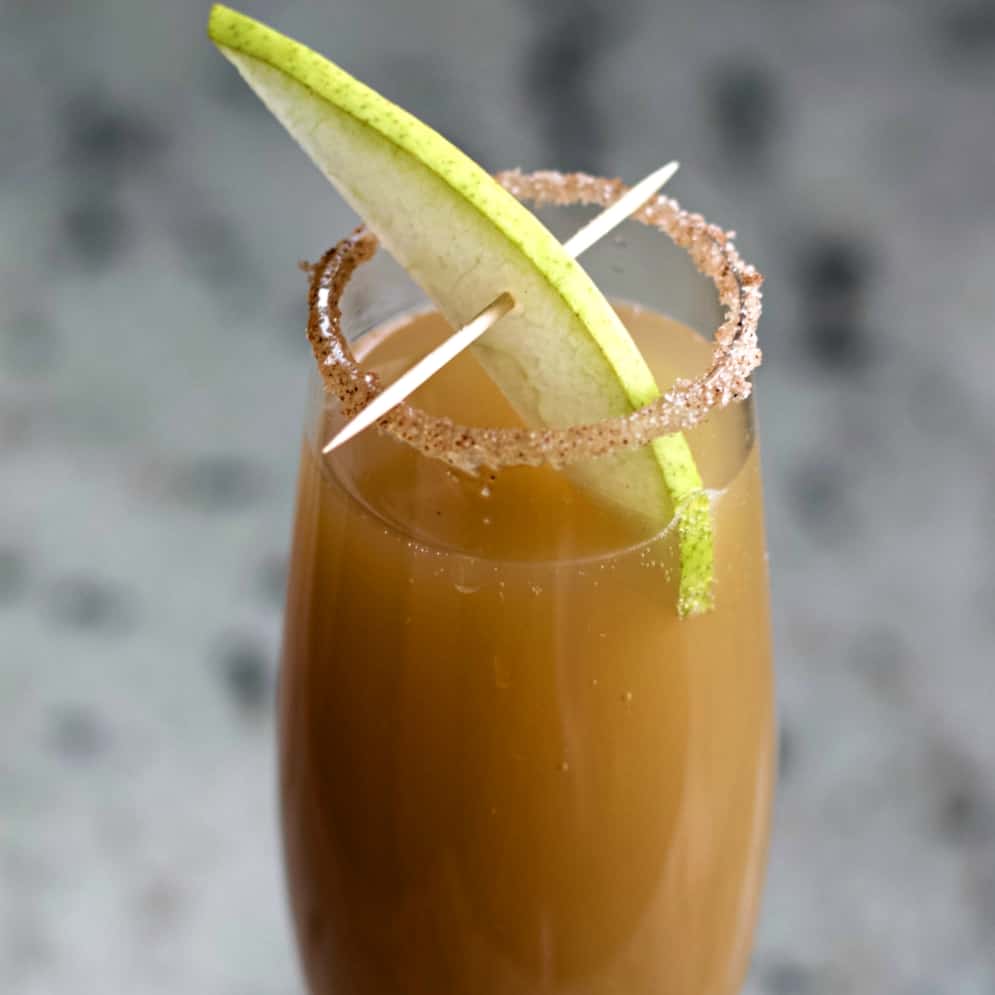 garnished cinnamon pear mimosa