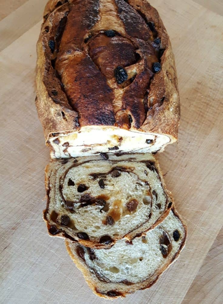 Cinnamon raisin bread sliced