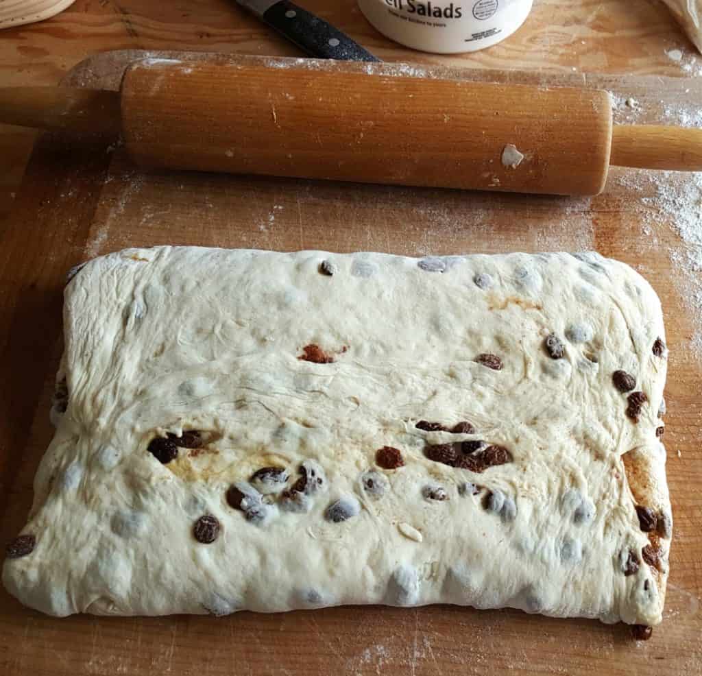 Loaf forming-fold sides to center-Cinnamon raisin bread