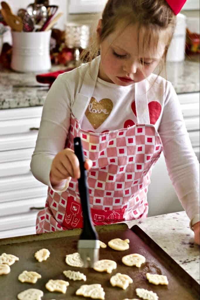 Use a pastry brush to brush with water