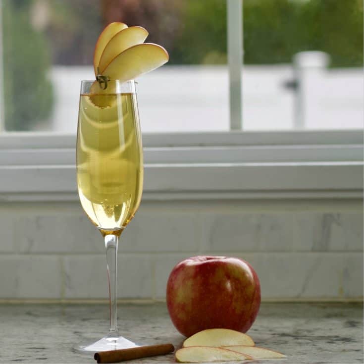 apple cider mimosa garnished