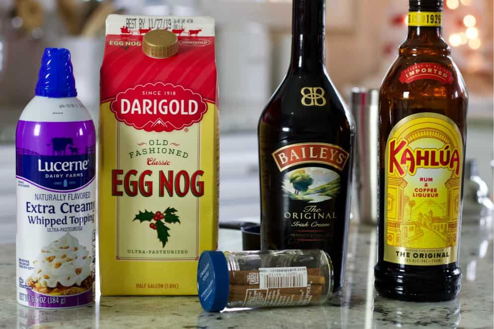 ingredients for eggnog cocktail