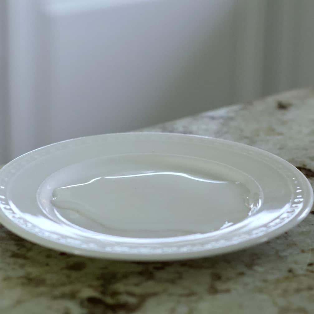 pour simple syrup onto a plate