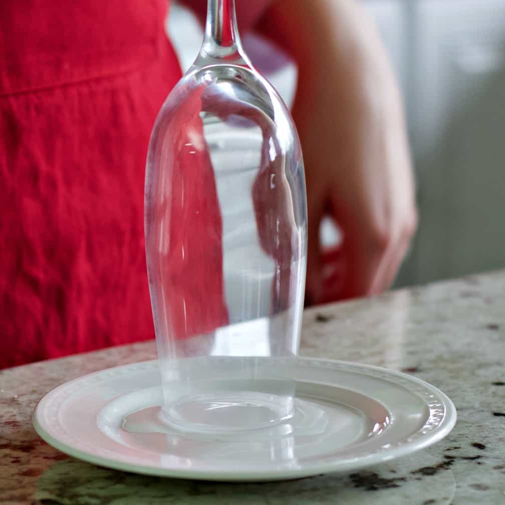 champagne flute in simple syrup