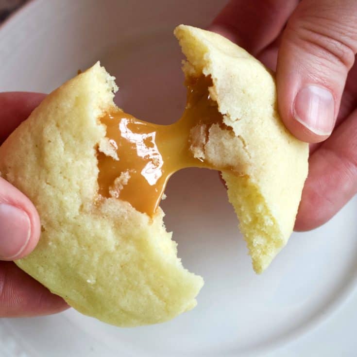 sugar cookie with a caramel center