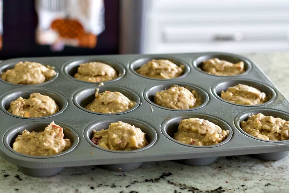 fresh apple spice muffin batter
