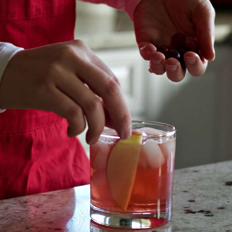 Adding fresh cranberries for garnish