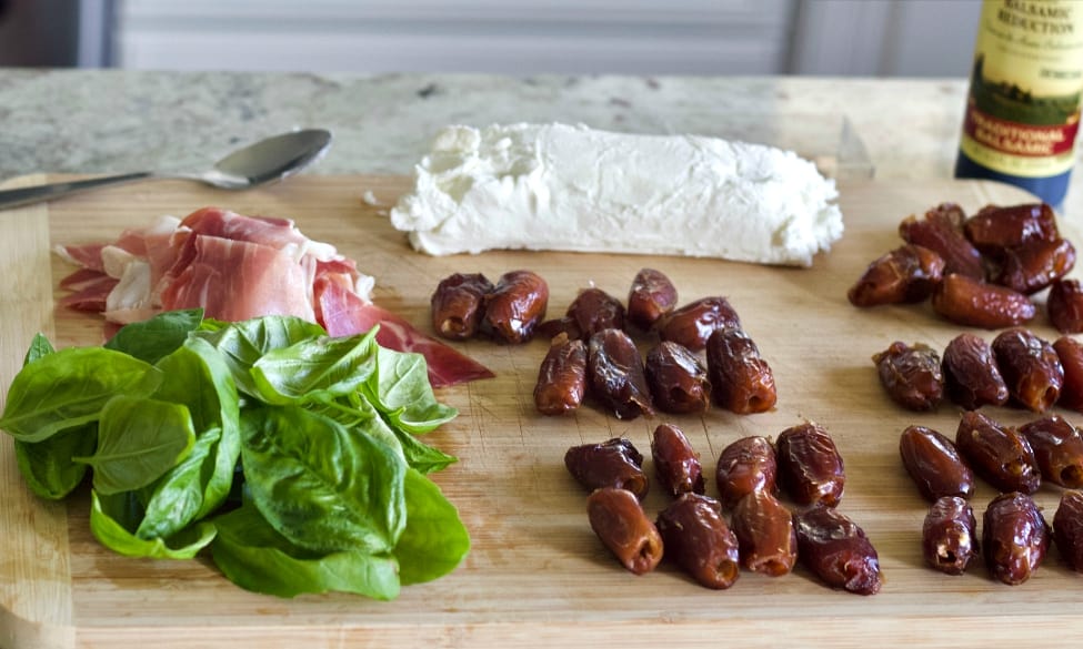 Ingredients for Prosciutto wrapped dates with Goat cheese