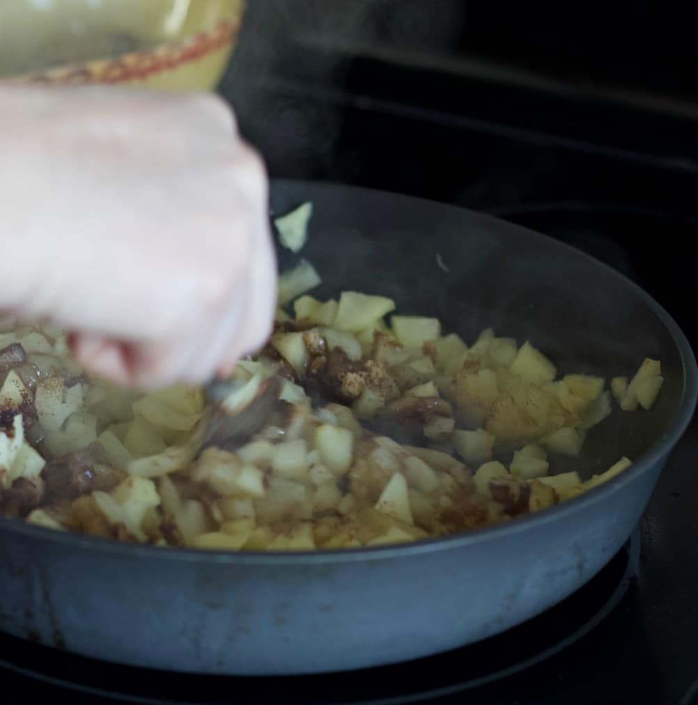 Homemade Apple Turnover Recipe with Puff Pastry 11 cooking apples in a skillet