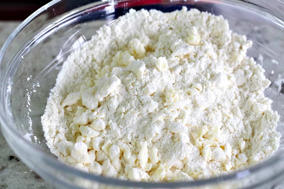 cut in the butter chunks-puff pastry