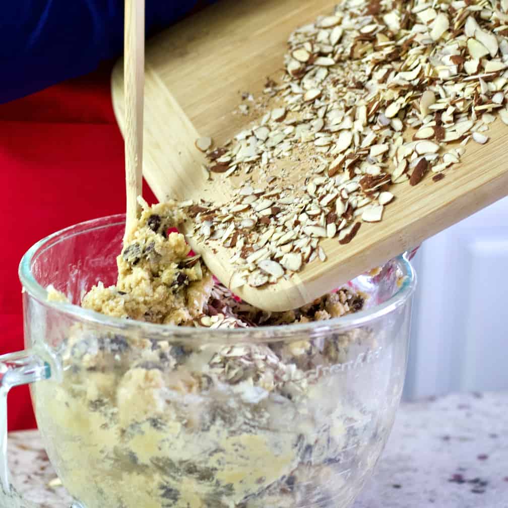 Pour in chopped almonds