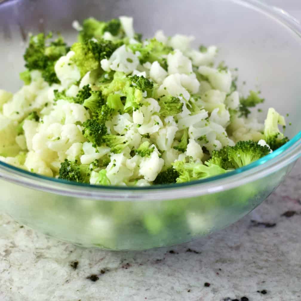 strained steamed vegetables for broccoli cheese soup with cauliflower