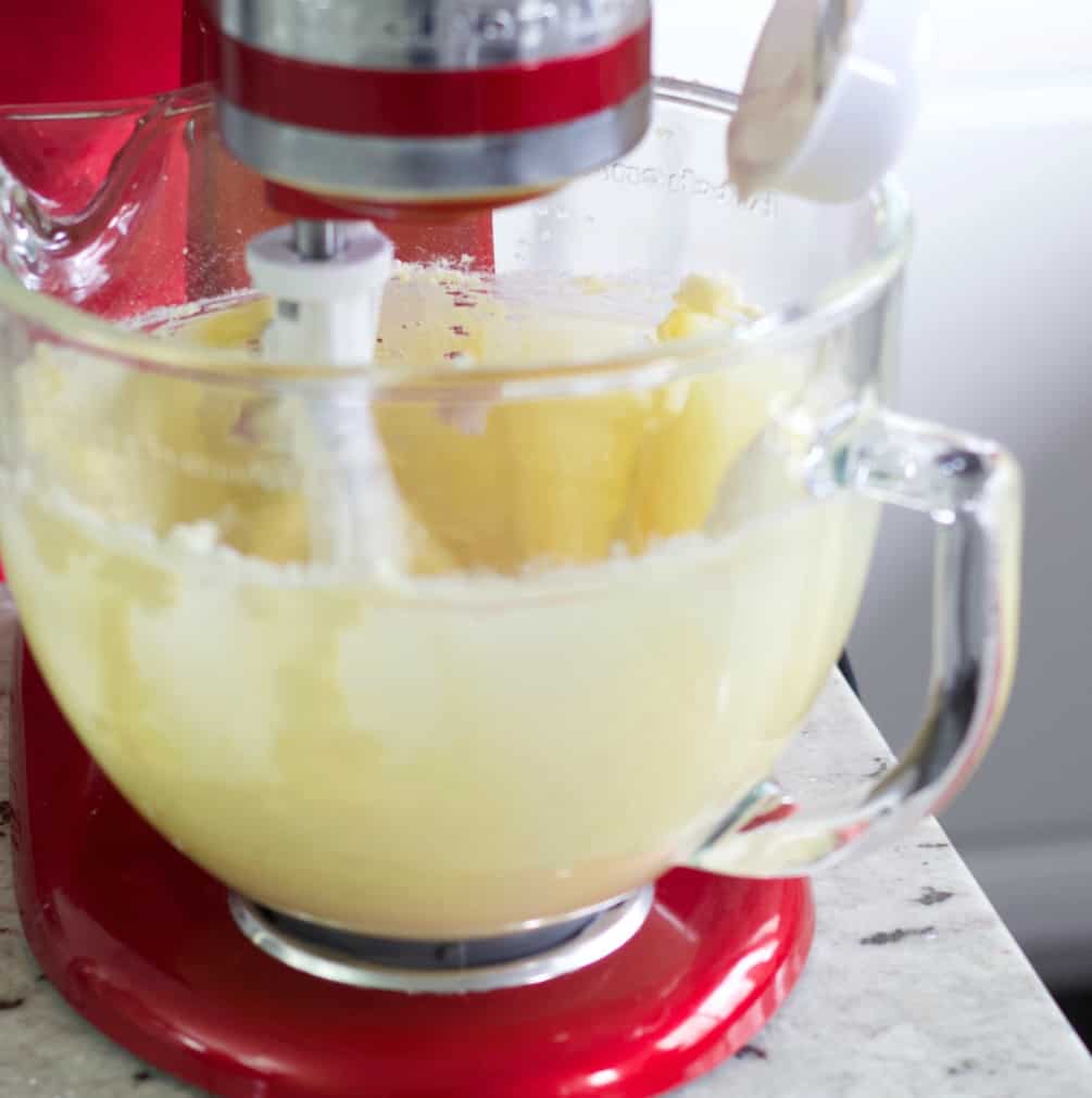 add sour cream to mixer.