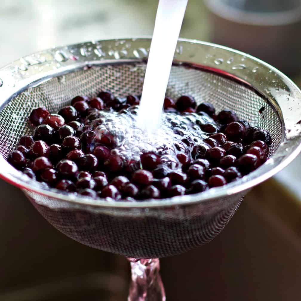 washing blueberries-lemon blueberry muffins