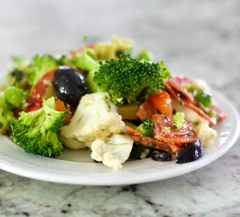 Italian broccoli cauliflower salad