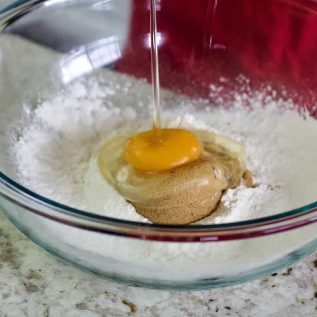 add brown sugar and egg.-lemon bars.