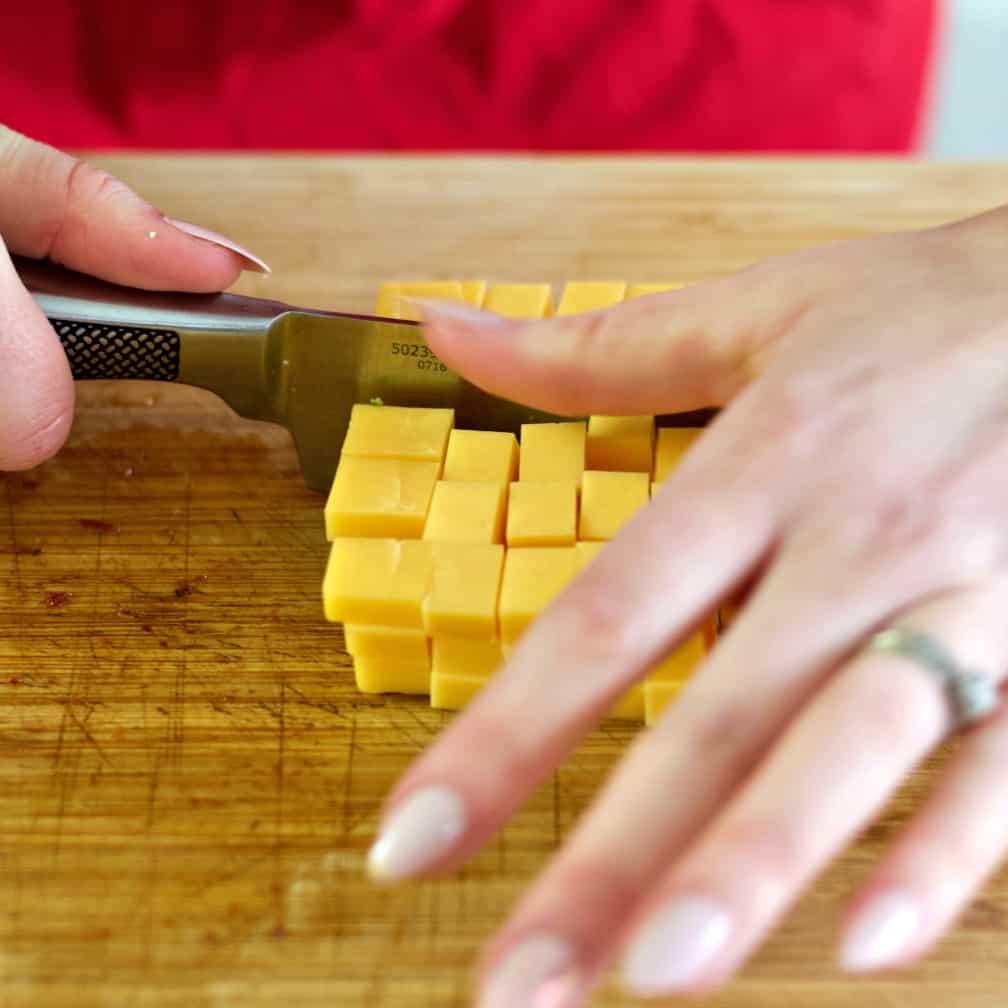 cubing cheddar cheese
