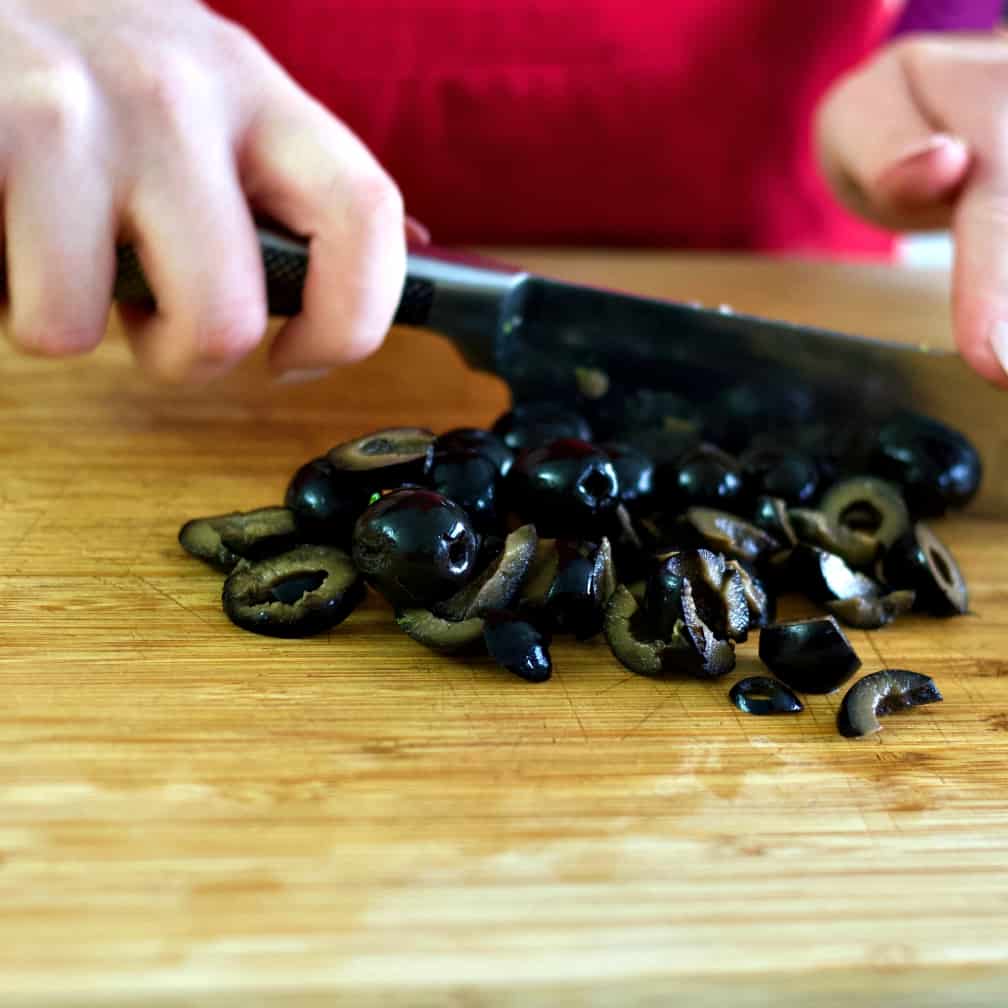 dice black pitted olives-Italian chopped salad